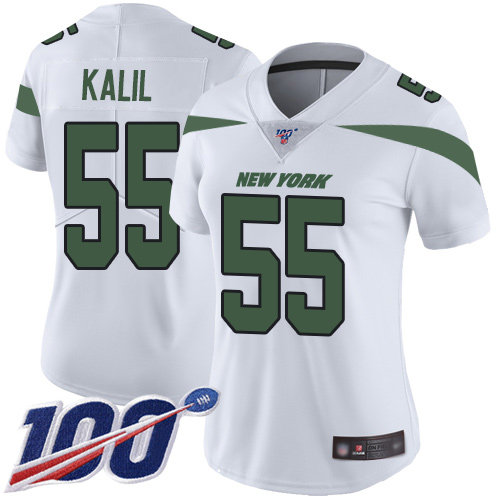 New York Jets Limited White Women Ryan Kalil Road Jersey NFL Football 55 100th Season Vapor Untouchable